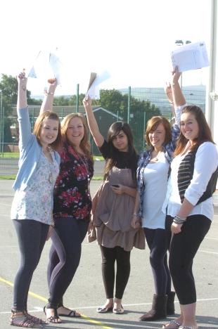 Students at Saint Wilfred's celebrate their results 