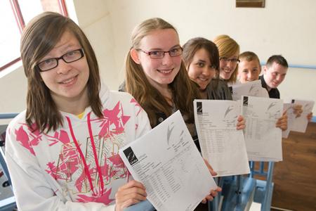 Pupils at Unity College in Burnley get their GCSE results