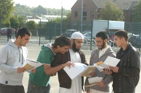 Pupils at St Wilfred's School in Blackburn celebrate their A-Level results