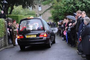 RESPECT: The hearse in Earby this morning