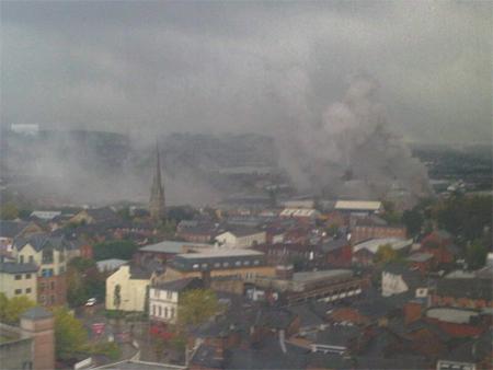 Photo by LT reader Chloe Grimshaw showing smoke over the town centre