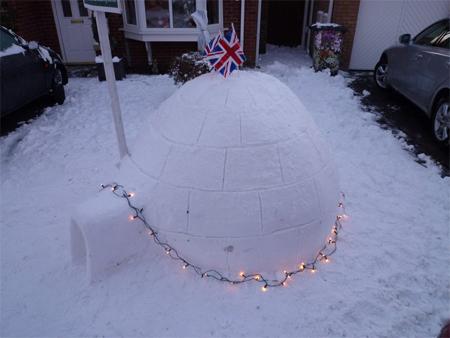 By Pauline Harrison. 'our igloo in our front garden on brightwater. We used the snow whilst clearing the driveway and put it some good use.'
