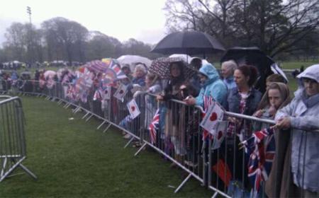 More people arrive at Witton Park hoping to catch a glimp of Prince William and Kate Middleton.