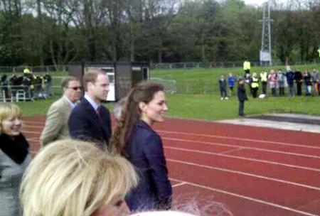 Prince William and Kate Middleton watch athletes race at Witton Park.