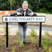 Carl Fogarty officially opens Carl Fogarty Way in Blackburn.