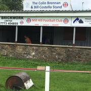 The Colin Brennan and Bill Costello Stand at Mill Hill FC's Griffin Ground