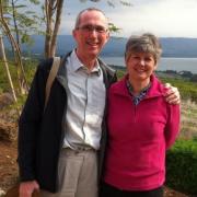 Archdeacon Mark and his wife Gill are pictured at the Sea of Galilee on a previous trip to the Holy Land.