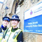 ON HAND: PC Jo Dolan and PCSO Mick Turner outside the new Mellor Brook Community Police Base