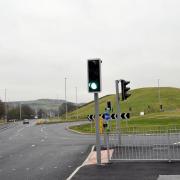 The new traffic lights on the Rising Bridge roundabout on the A56.......Jade Doherty 30-01-17.