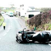 SERIOUS INJURIES: The grand-ather’s bike at the scene of the accident