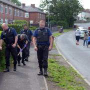 Police search along Worcester Rd in Blackburn after a knife incident....