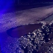 Drivers say the pothole on Belmont Road was three metres long