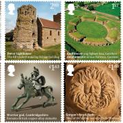 Royal Mail photo of a set of their new stamps that celebrate Roman life and culture in Britain