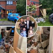 The car ploughed into the side of the Dewell's house in Blackburn on Thursday night. The family had to find somewhere else to stay for the night