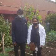 Rickie West at the community gardening project
