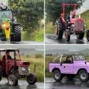 Some of the tractors on the Pendleside Charity Tractor Run
