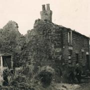 Cottages on Gregson Lane, Hoghton damaged by a German V1 flying bomb on Christmas Eve, 1944