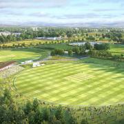 An artist's impression of the new cricket ground proposed by Lancashire at Farington