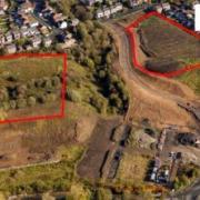 An aerial view of the Milking Lane site showing the two parcels of land for residential development