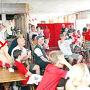 WHICH WAY TO LOOK: The bar at Lowerhouse during the England v Germany game