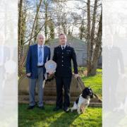 Barry Cook, left, with PC Owen Lynch and PD Clay.