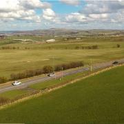 A drone image of the land between Guide and Belthorn.