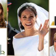 ( top left clockwise) Duchess of Cambridge, Meghan Markle, Colour Crush Lipstick from The Body Shop,  Princess Diana, Brow & Lash Gel from The Body Shop ( PA and The Body Shop)