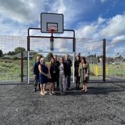 Local councillors and representative of Onward Homes and Hyndburn Leisure Trust open the new Huncoat Ball Court