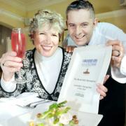 CHEERS Katherine with head chef Paul Sutton