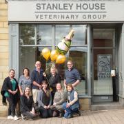Colleagues at Stanley House Veterinary Group celebrating their career milestones together at the practice branch in Colne