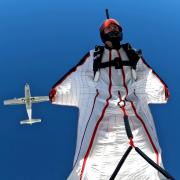 Dan May hit speeds of 145mph in his specially-designed wing suit