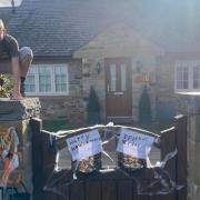 Jack Oates-Readett has made a trick or treat station for dogs