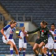 Ellie Leek on the ball for Rovers Ladies against Southampton at Ewood Park