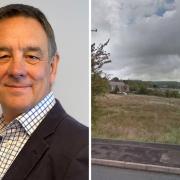 Cllr Alan Woods and the land for the Taylor Wimpey development off Grane Road and Holcombe Road in Helmshore