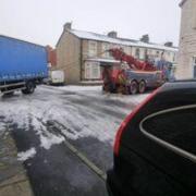 The lorry was pulled away from the junction of Eachill Road and Knowles Street by a recovery vehicle