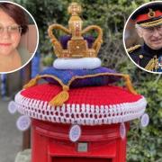 Keeley Robertson (L) has made the post box topper for King Charles' Coronation