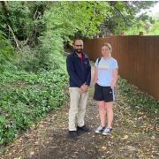 Cllrs Noordad Aziz and Jodi Clements on the Martholme Greenway
