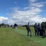 The new cricket wicket at Bullough Park, Accrington