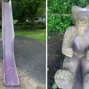 Local people were left feeling furious after a children’s play area in Sabden was covered in paint.