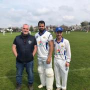 From left, Feniscowles chair Paul Lilley, pro Naveed Malik and captain Ryan Hurley. Picture by Wendy Slater