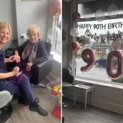 Mavis Bullen getting her nails done by Catherine Fallows at Odyssey Hair and Beauty in Blackburn