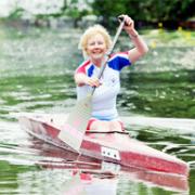 PADDLE POWER Anne Holt in training on the Leeds and Liverpool Canal