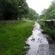 The cycle path near Helmshore Viaduct is often inaccessible during the winter due to drainage issues