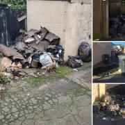 The fly-tip in Great Harwood - left is from this week, right three are from a few months ago
