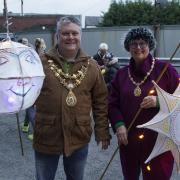 Mayor and Mayoress of Rossendale, Councillor Andrew Walmsley and Pat Smit, led Stacksteads Lantern Procession with the lanterns they made