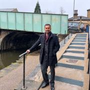 Cllr Afrasiab Anwar, leader of Burnley Council, at the improved access from the towpath to Manchester Road