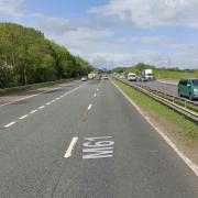 Two lanes are closed on the M61 southbound due to emergency repairs