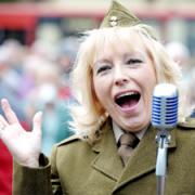 FORCES’ SWEETHEART Linda Dee as Vera Lynn serenades the crowd in Darwen’s Market Square