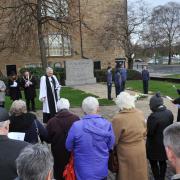Holocaust Memorial Service at Burnley Peace Garden, Burnley on Sunday Afternoon, January 29 2017.Rev Patrick Senior conducts the event...Images by Steve Holt..