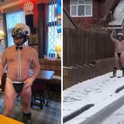 Gavin Norris skiing naked around Padiham